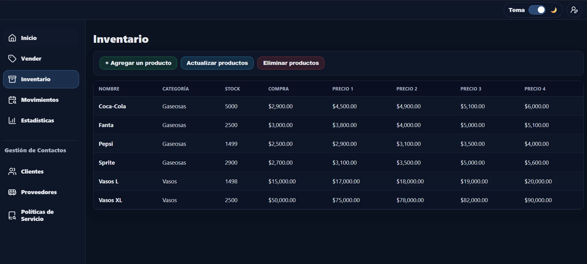 Gestión de inventario